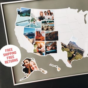 Engagement Gifts for Couple - Fill In US Photo Map - Unframed - FREE SHIPPING