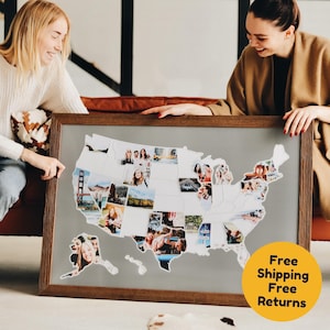 Personalized USA Photo Map | DIY Gift | 24x36 inches | Unframed | Easy to Use, Built to Last and Uniquely Yours | FREE Shipping