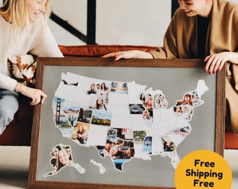 Personalized USA Photo Map | DIY Gift (24 x 36 inches, unframed)