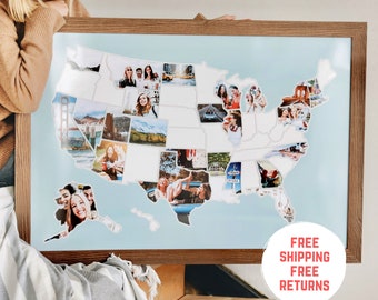 USA Picture Map - Photo Collage Map - Unframed - FREE SHIPPING