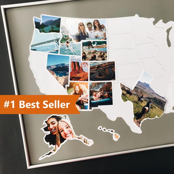 USA Photo Map | 50 States Travel Map | 24x36 inches | Unframed | FREE SHIPPING
