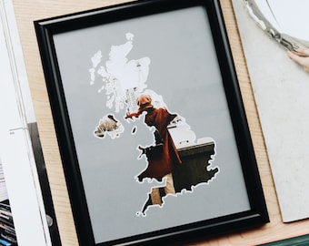 UK Gift - Picture Frame - Photo Map - Travel Map - 6x8 inches - FREE SHIPPING