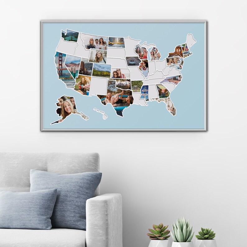 Travel Map Gift for Couples USA Travel Map for Pictures Unframed FREE SHIPPING image 10