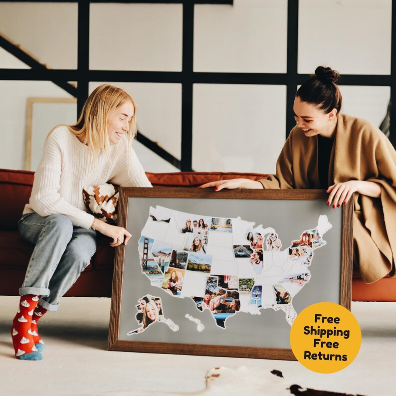 Travel Map Gift for Couples | USA Travel Map for Pictures | Unframed | FREE SHIPPING