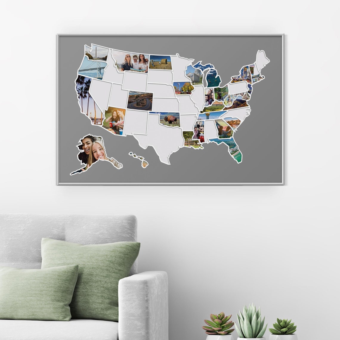 Paper Anniversary Gift USA Photo Map FREE SHIPPING Etsy