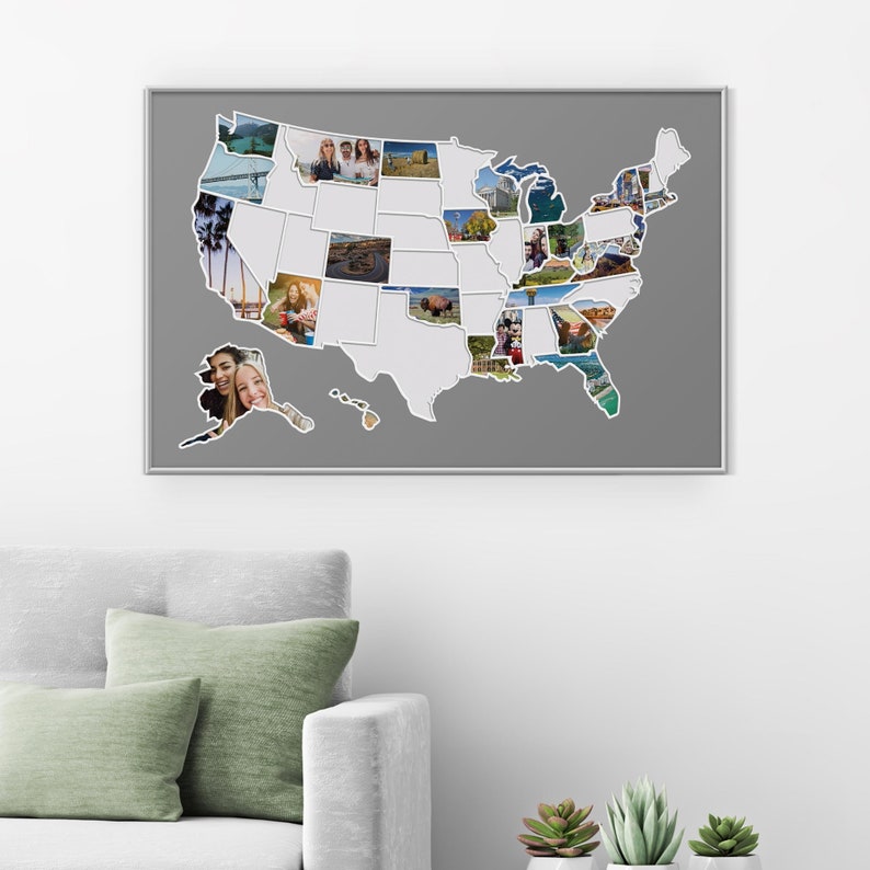 us photo travel map - unique wedding gift for couple