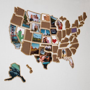 3D Wooden USA Photo & Cross Stitch Wall Map | 3-in-1 | 50 States Travel Map | 26x40 inches | FREE SHIPPING