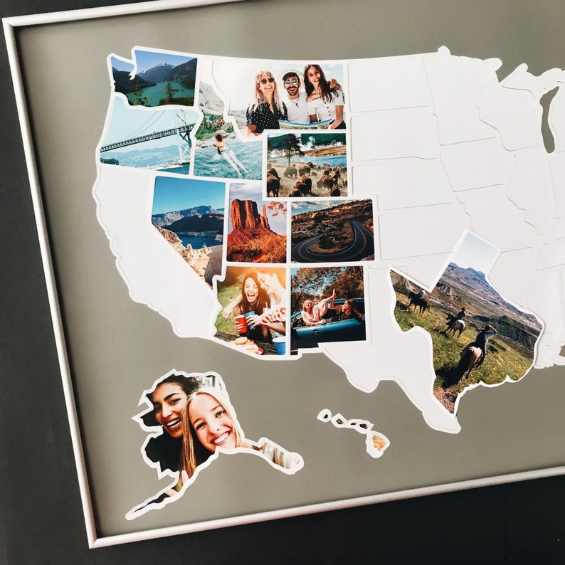 Engagement Gifts for Couple - Fill In US Photo Map - FREE SHIPPING 