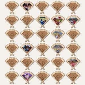 Wooden Baseball Stadiums Photo Tracker | 30 Ballparks Bucket List (Set of 30 Frames 3×3 inches)