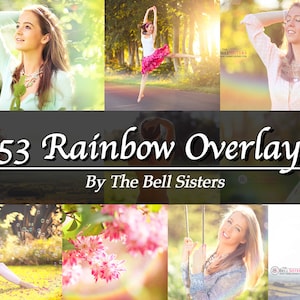 53 Rainbow Sunflares. Natural Light Overlays, Rainbow Lens Flares, Overlays, Textures. Sun overlays, Photoshop Overlays, High Resolution