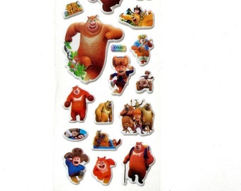 Boonie Bears Sticker Sheet / Puffy Stickers / 3D Stickers / Bubble Stickers / Scrapbook and Crafting