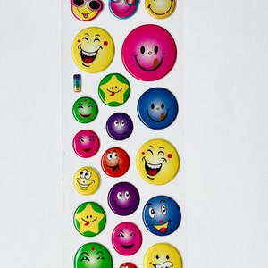 Feuille d'autocollants smileys / Stickers gonflés / Stickers bulles / Stickers colorés / Scrapbooking et travaux manuels