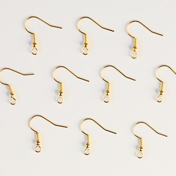 Gold Plated Earring Hooks / Earring Findings / Approx 18mm long / Nickel Free / Cadmium Free / Lead Free