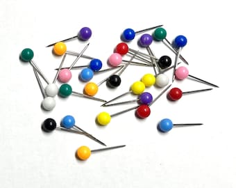 Map Pins / Map Tacks / Push Pins / Variety Pack of Colours / Set of 30