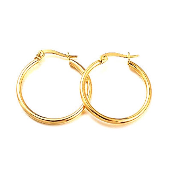 18K gold plated hypo allergenic hoop earrings / nickel free / Ideal for sensitive skin