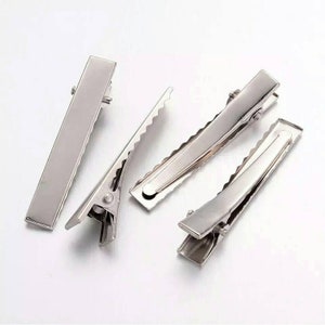 45mm Alligator hair clips / platinum in colour / Pack of 4