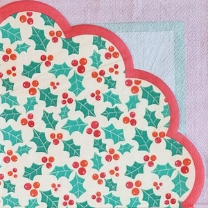 Paper Napkins - Holly & Berries Design - 3ply