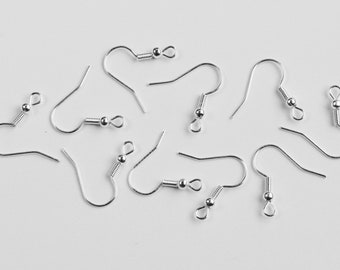Pack of 20 Silver Plated Earring Hooks / Lead & Nickel Free / Earring Findings / Approx 18mm long