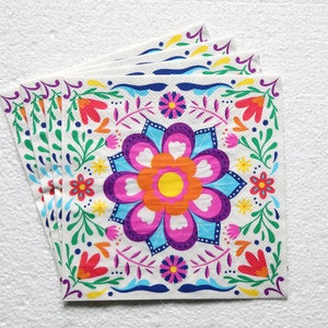 Boho Floral Napkins - Set of 4 napkins - 3ply