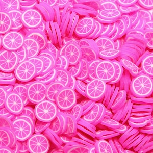 Fette di argilla polimerica fucsia limone / Ideale per lavori creativi con resina epossidica o design per nail art / Misura 5 mm