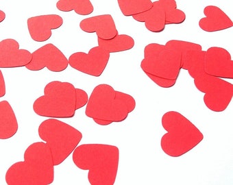 500 Red Heart Confetti / Hand Punched Paper / Table Decor / Party Supplies