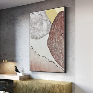 Abstract Art Hand Painted Yellow Gray Abstract  Original  Oil Painting, Handmade Wall Art Paintings Decoration For Living Room, Home Décor.