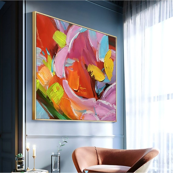 Abstract Original Colorful Wall Art Canvas Thick knife Oil Painting, Hand painting on canvas original abstract Home Decoration Wall Pictures