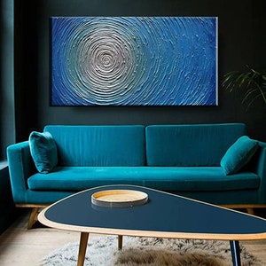 Original 3D Blue Abstract Art Oil Painting, on Canvas 3D Blue Abstract Art Painting Canvas Wall Art Painting Modern Home Decor