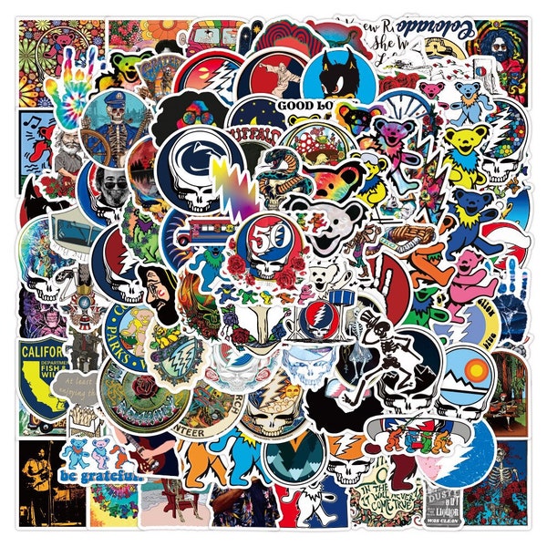 103 Pcs Grateful Dead Band Stickers Rock Music Stickers , Bear Sticker Pack Dancing  Decal for  Teens Adults Skateboard Car Motorcycle