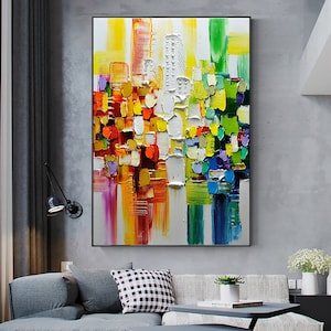 Original Abstract colorful Wall Paintings On Canvas, Handmade colorful Abstract Oil Painting Hand Painted for Living, Bed  Room Salon Décor