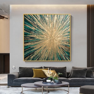 Origineel gouden licht overlopend met goudfolie olieverfschilderij op canvas handgeschilderde abstracte kunst aan de muur decoratie voor interieur geschenken