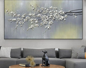 Thick Oil 3D Knife Painting Flower Handmade Canvas Painting Abstract Wall Art Floral For Living Room Decoration Picture