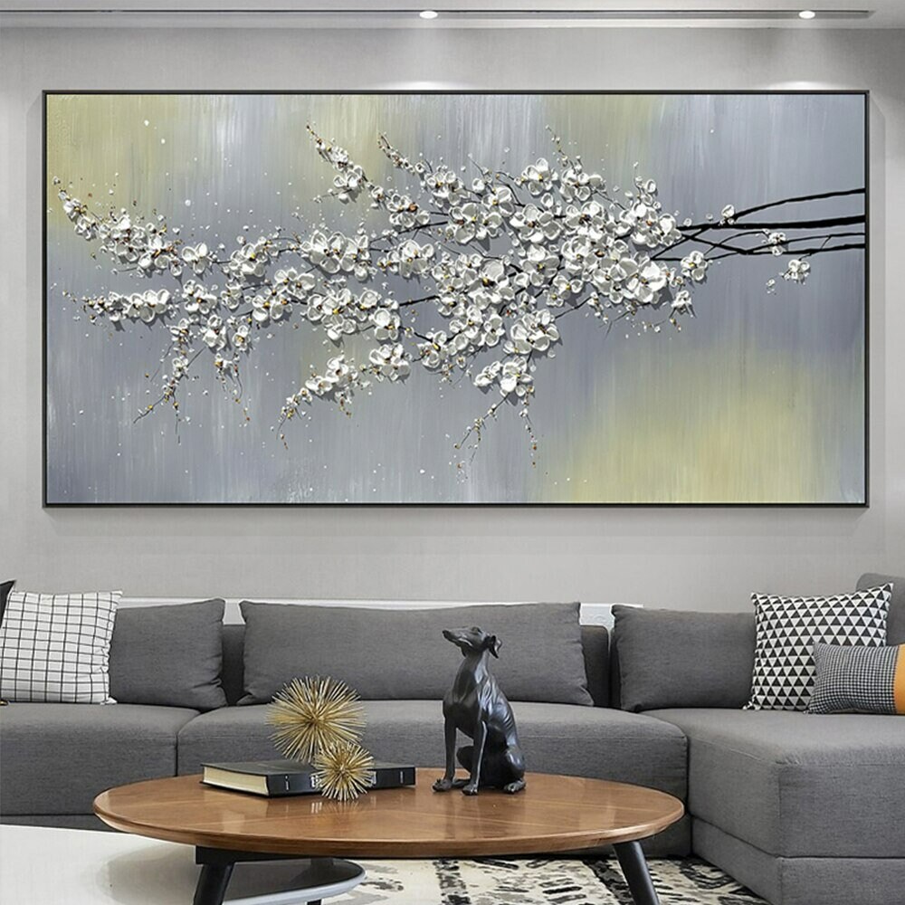 Thick Oil 3D Knife Painting Flower Handmade Canvas Painting Abstract Wall Art Floral For Living Room Decoration Picture