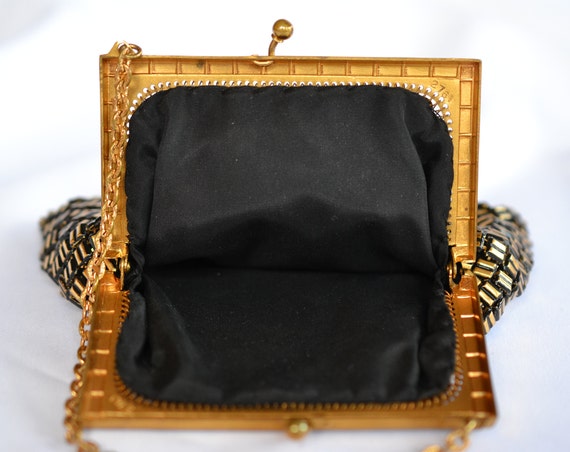 Vintage Whiting & Davis Gold/Black Mesh Purse - image 3