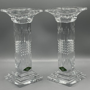 Vintage Pair of Lead Crystal Pillar Candlesticks Vintage Shannon Crystal Czech Republic Glass Vintage Crystal/Glass Candlesticks