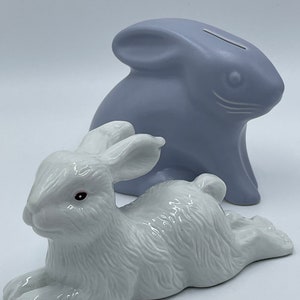 Vintage Bunny Rabbit Figures White Ceramic Bunny Rabbit Vintage Pfaltzgraff Bunny Bank Vintage Easter Bunny Vintage Easter Easter Decoration
