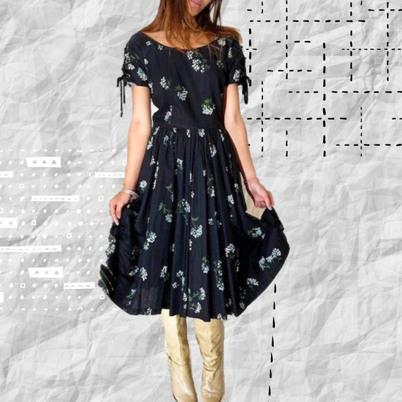 VINTAGE 40's Floral Cotton Dress