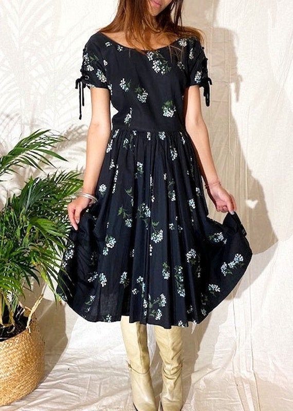 VINTAGE 40's Floral Cotton Dress