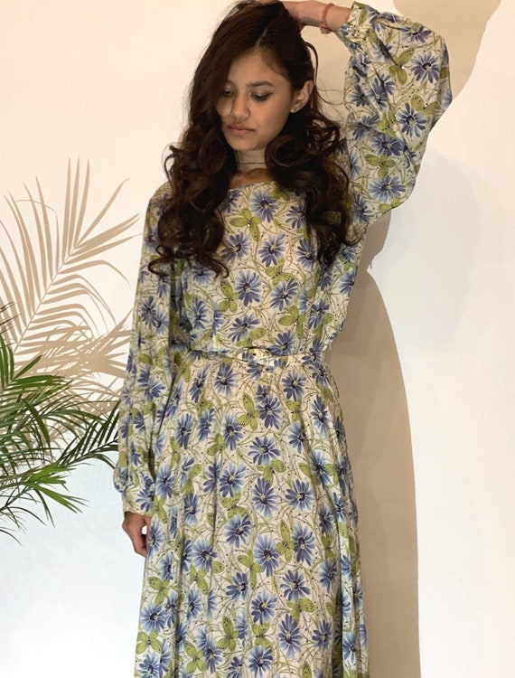 VINTAGE 40's Cotton Floral Gown