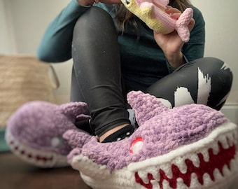 Chunky Shark Slippers PDF Crochet Pattern