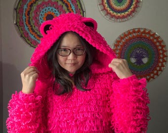 Shaggy Teddy & Frog Hoodie PDF Crochet Pattern