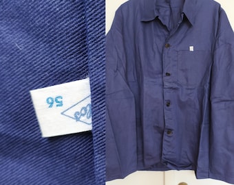Chaqueta vintage HBT de ropa de trabajo alemana, sarga de espiga índigo de los años 70