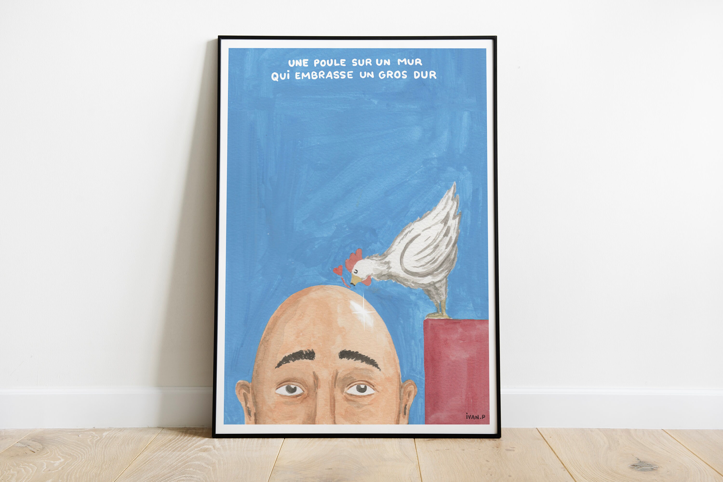 Illustration Décorative Une Poule sur Un Mur