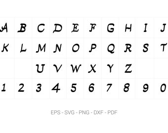 Unique Alphabet Vector Design | SVG DXF EPS Font Design | Vector Font | Instant Download | Alphabet Letters and Numbers | Modern Font Design