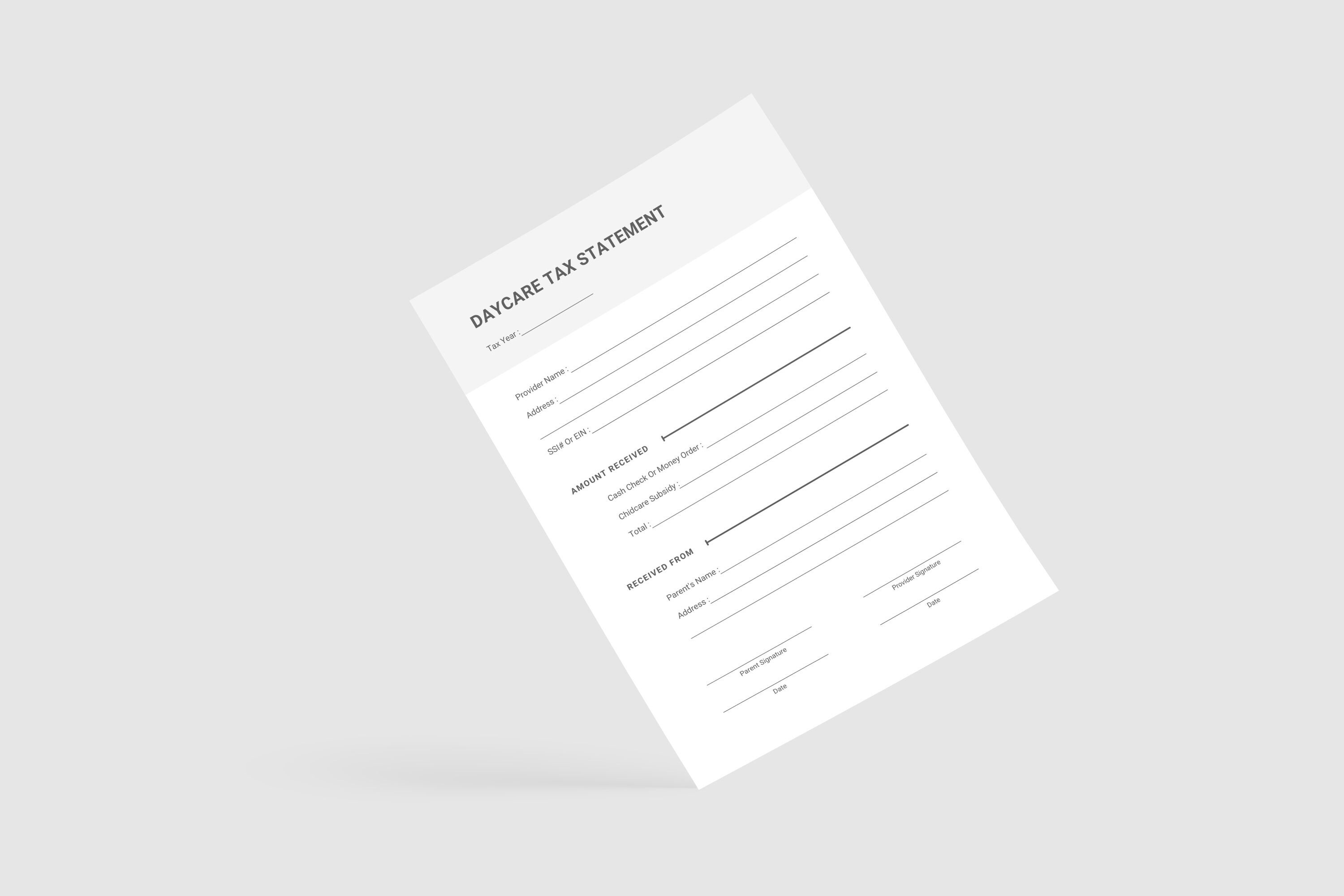 Daycare Tax Statement, Daycare Tax, Childcare Form, Printable Daycare