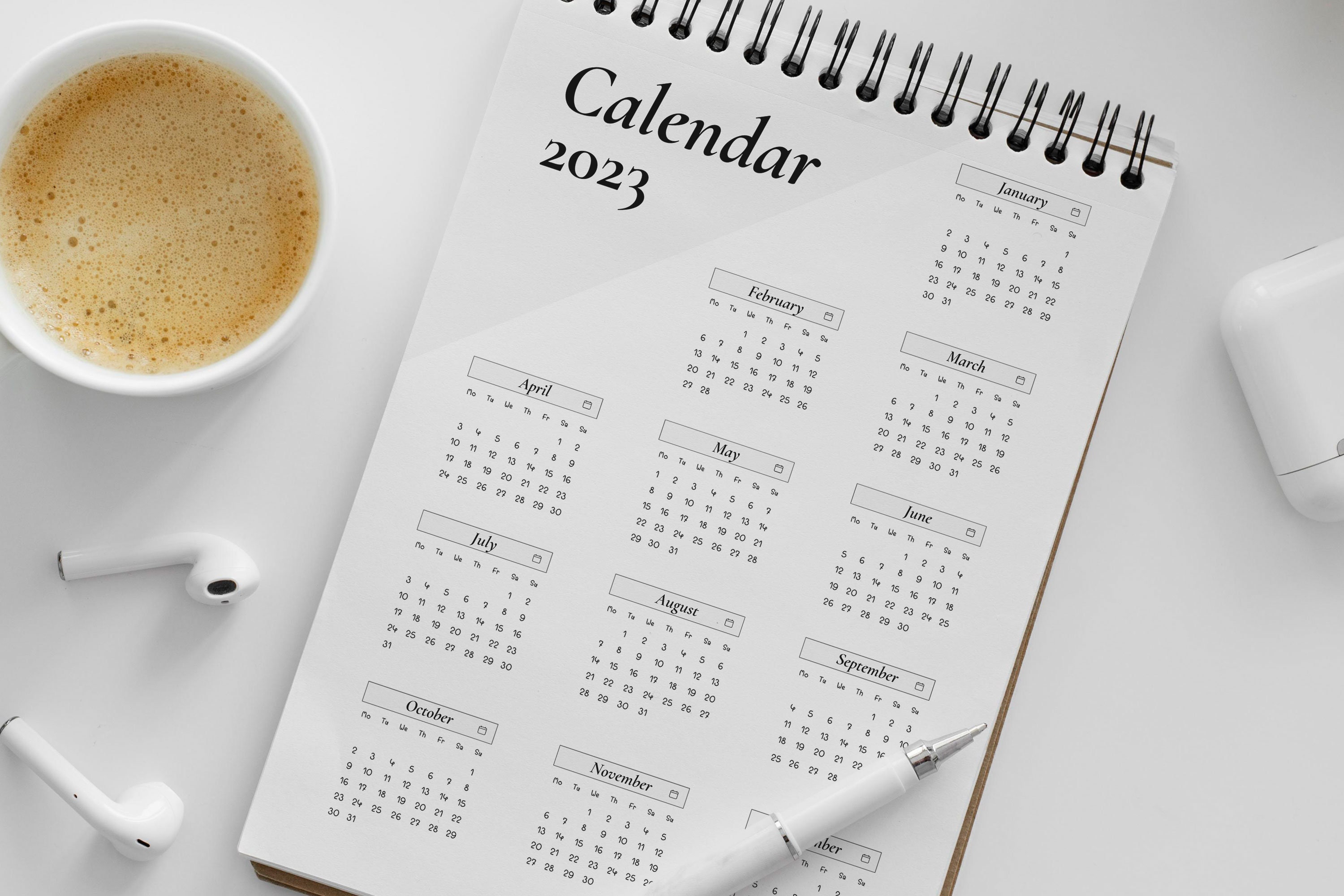Yearly Canva Calendar Template 2023 Wall Calendar Portrait And 