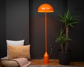 Lampadaire champignon orange, lampe sur pied dôme, lampadaire rétro, lampadaire vintage, lampe sur pied, lampe de salon d'angle