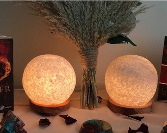 Lampe de chevet de sel de lune, lampe de sel de l'Himalaya, lampe contemporaine, lampe de chevet rustique, lampe décorative, lampe de chambre moderne