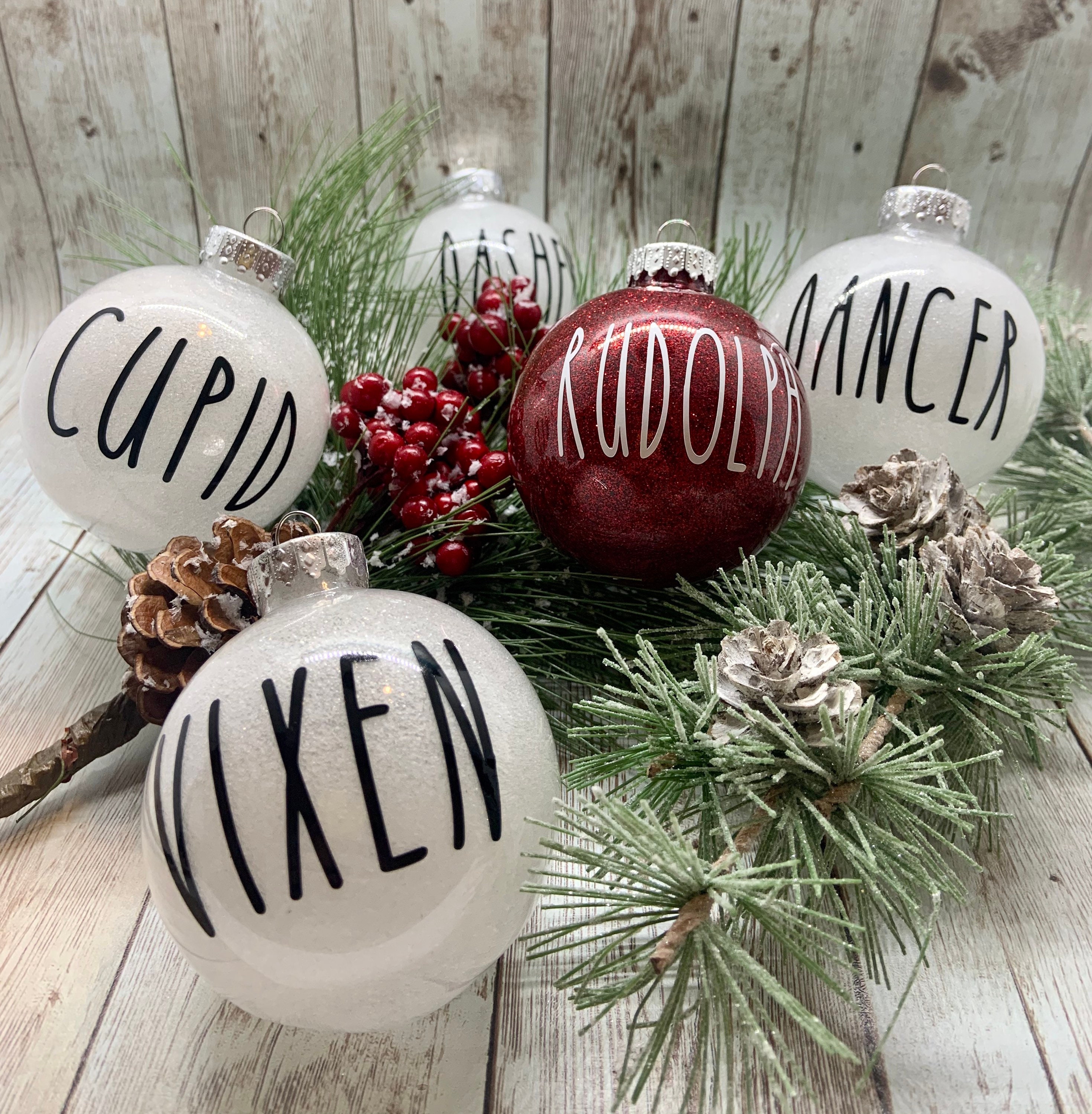 9pack Color Rae Dunn Inspired Christmas Ornaments Set Etsy