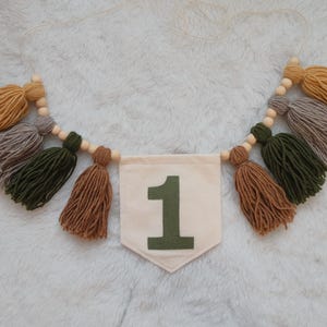 One Happy Camper Birthday Banner - Boho Tassel High Chair Garland for Boys 1st Birthday, Smash Cake Photo Prop and First Party Decor